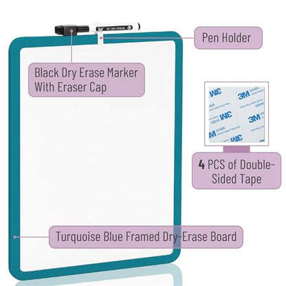 Mr. Pen- Dry Erase Board, 14” x 11” with a Black Dry Erase Marker | Green Frame, Small Mini White Board for Students, Fridge, Wall, Locker, Includes Double Sided Tapes - color: Green
