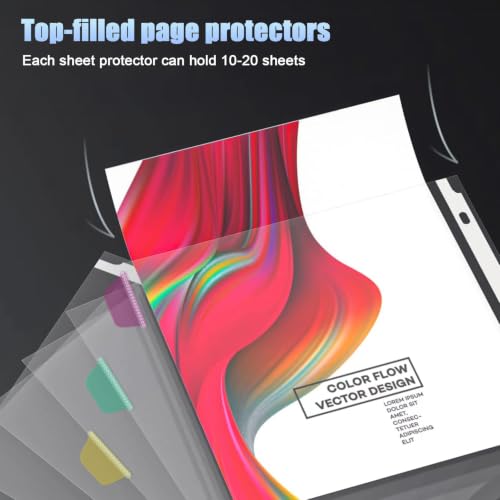 HABGP16PCS/2 Set 3 Ring Clear Binder Dividers with Tabs, 8.5 x 11 8 Tabs Binder Dividers with Pockets, Clear Page Protectors Index Dividers for 3 Ring Binder, Heavy Duty Plastic Sheet Protectors - size: 2 Set (16 Pcs)