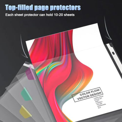 HABGP16PCS/2 Set 3 Ring Clear Binder Dividers with Tabs, 8.5 x 11 8 Tabs Binder Dividers with Pockets, Clear Page Protectors Index Dividers for 3 Ring Binder, Heavy Duty Plastic Sheet Protectors - size: 2 Set (16 Pcs)