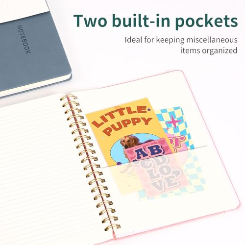 Spiral Notebook - 7.24" x 10" College Ruled Journal with Inner Pockets and 180 Pages, PU Leather Cover Business Journal, Twin-Wire Binding Notebook Perfect for Office & Home School Supplies Green - color: 004-Green-1pack, size: B5-180 pages