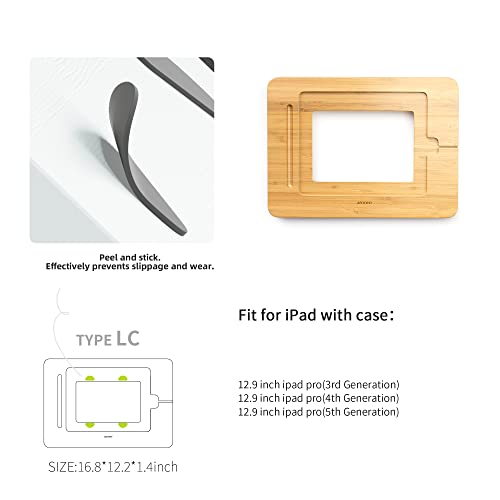 AFOOYO Wooden Tablet Drawing Stand - Adjustable 5 Angles for Laptop,Book Reading Stand, Compatible with 12.9/13inch iPad Pro with iPad Case Version(3rd - 7th Gen) - color: Bamboo, size: Large-Fit iPad Pro 12.9/13 inches