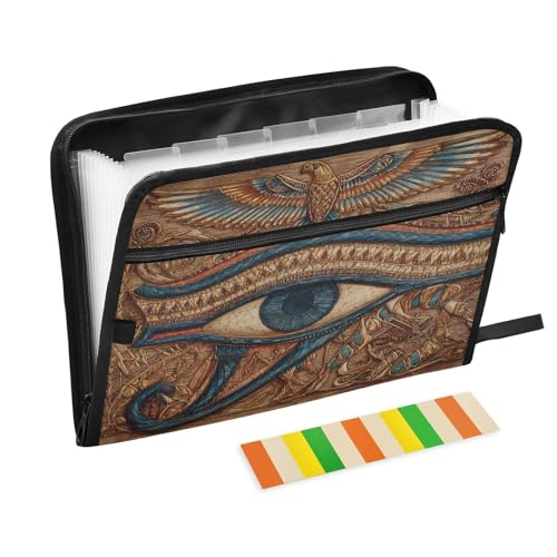 Art Brown Eye Expanding File Organizer with 13 Pockets Accordion File Folders with Labels Portable Document Paper Bill Receipt Organizer Home College School Office - color: Art Brown Eye