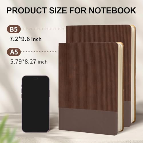 Lined Journal Notebook for Work College Ruled Note Book 7.2"x9.6" B5 PU Leather Daily Journaling 160 Pages for Women Men Writing Home School Supplies Business (Coffee) - color: 11-Coffee-1pack, style: B5 Lined 160pages