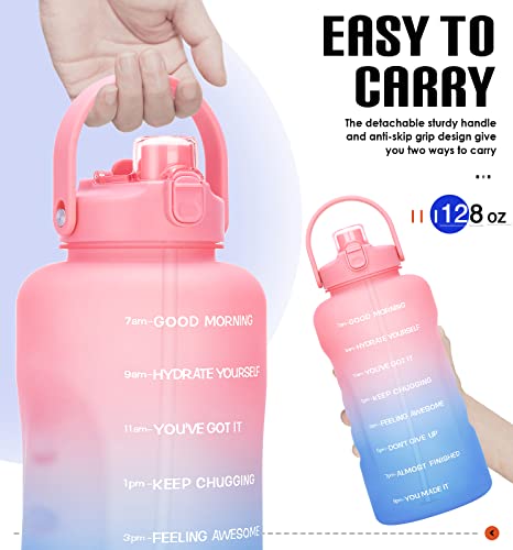 HydroPal 1 Gallon Water Bottles with Straw, 128 oz Water Bottle BPA Free Innovative 2-IN-1 Lid Gym Bottle with Times to Drink Motivational, Large for Sports Fitness Camping Water Jug （13.8X5.5 inch） - color: Dreamland