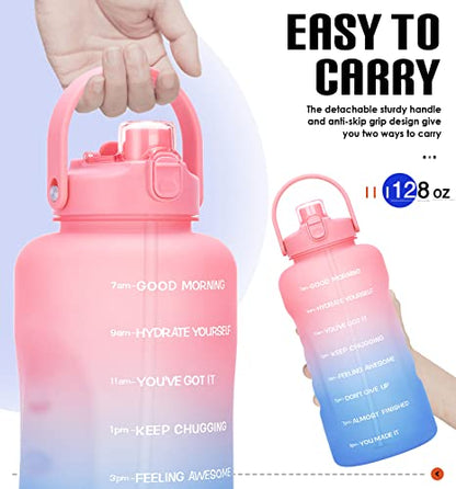 HydroPal 1 Gallon Water Bottles with Straw, 128 oz Water Bottle BPA Free Innovative 2-IN-1 Lid Gym Bottle with Times to Drink Motivational, Large for Sports Fitness Camping Water Jug （13.8X5.5 inch） - color: Dreamland