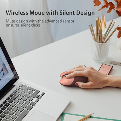 Cute Cat Wireless Mouse, 2.4GHz Wireless Silent Mouse, USB Receiver Plug and Play, 3 Adjustable DPI, Compatible with Notebook, PC, Laptop, Computer- Coffee Colorful - color: Coffee