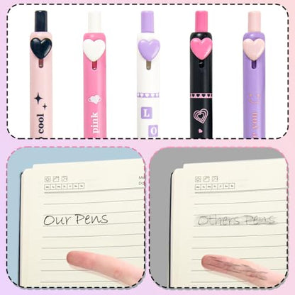 Gel Pens 5-Pack Quick-Dry Smudge-Resistant Ink, Writing Tools for School, Office, Creative Projects | Aesthetic Gift Set for Students/Teachers/Nurses/Professionals (Pink) - color: Pink
