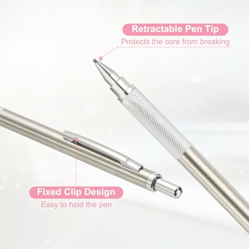 PATIKIL 0.7 mm Mechanical Pencil Set with Lead Refills, Metal Drafting Pencil Artist Lead Holder for Drawing Writing Sketching Marking Art, Silver