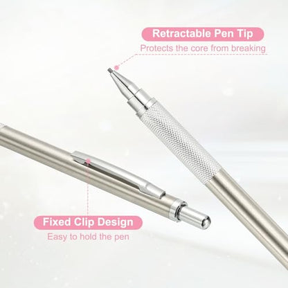 PATIKIL 0.7 mm Mechanical Pencil Set with Lead Refills, Metal Drafting Pencil Artist Lead Holder for Drawing Writing Sketching Marking Art, Silver