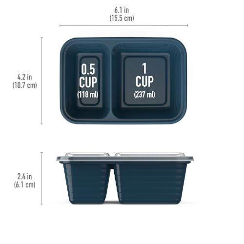 Bentgo Prep - 2-Compartment Snack Containers with Lids - Reusable, Microwaveable, Durable, PFAS & BPA-Free, Freezer and Dishwasher-Safe Meal Prep Food Storage - 10 Trays & 10 Lids (Deep Teal) - color: Deep Teal