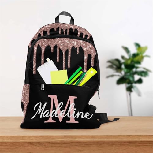 MyPupSocks Custom Name Backpack Bag for Boys Girls, Personalized Girls Glitter Initial Schoolbag Casual Backpack Customized Bookbag or Lunch Bag for Kids Unisex Back School Camping Travel - color: Multi 08