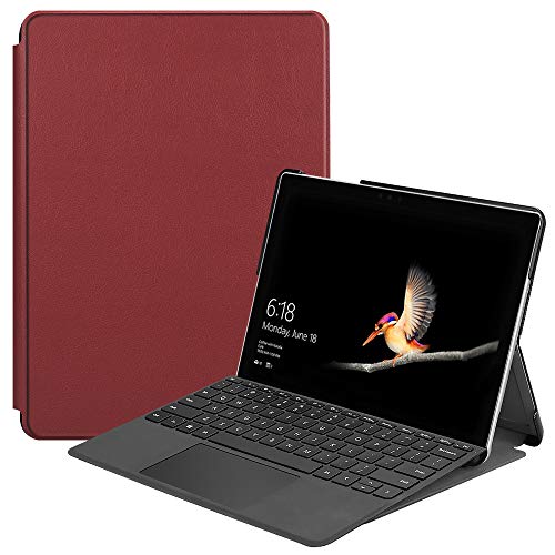 Gylint Case for Surface Go 4 2023 /Go 3 2021 /Go 2 2020 /Surface Go 2018, Slim Fit Leather Smart Case Cover with Pencel Holder for Microsoft Surface Go Wine - color: Wine