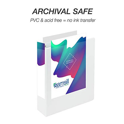 Samsill 4 Pack Durable 2 Inch 3 Ring Binders, Round Ring, Clear View Cover for Presentations, White - color: White, size: 2-Inch
