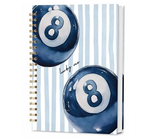 KDHTY Navy Blue Preppy Y2K Spiral Notebook,Preppy Luck 8 Ball Aesthetic Hardcover Notebook for Teen Girls Student Teacher Office School Supplies,Girly Notebook for Teens Girls Back to School,5.5x8.3 - style: cat