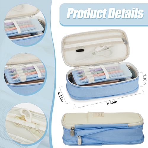 Jutom 39 Pcs Aesthetic Book Annotation Kit Highlighter with Case Bag Gel Pen Transparent Sticky Note Taking Bible Supplies(Light Blue,Cute Style) - color: Light Blue, style: Cute Style