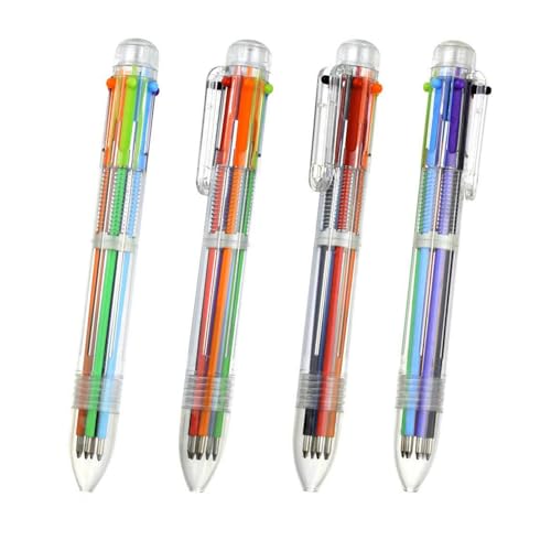 4 Pack 0.5mm 6-in-1 Multicolor Ballpoint Pen - Best for Smooth Writing-Retractable Ballpoint Pens for Office School Supplies Students Children Unique Gifts - color: 6-in-1 Multicolor Pens-4 PCS