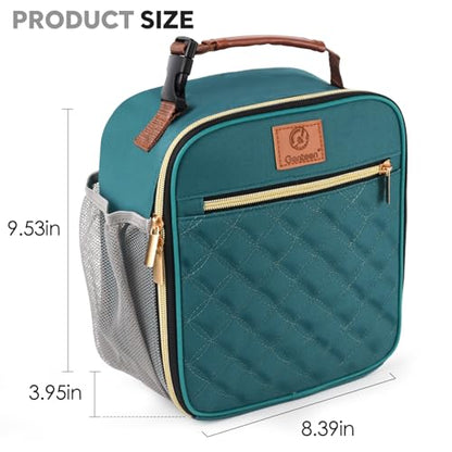 Genteen Kids Lunch Box Insulated Soft Mini Cooler with Bottle Holder, Lightweight Reusable Easy-Clean Lunch bag for Girls, Boys Back to School-Lake Green - color: Lake Green