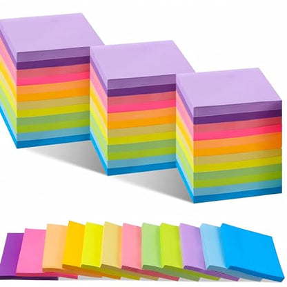 24 Pads Sticky Notes 3x3,Self-Stick Mini Notepad 100 Sheet/Pad Total 2400 Sheets, Office Supplies Vibrant Bright 12-Colors (Bright 3x3 12 Colors) - color: Bright 3x3 12 Colors