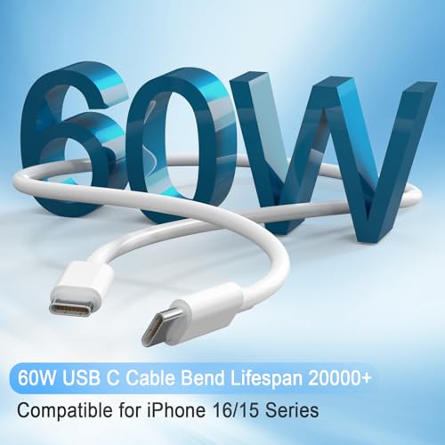 iPhone 17 16 15 Charger, USB C Charger, 4Pack Fast Wall Charging with Cable | USB-C Chargers Block (4-Pack 6 ft Cable Included) for iPhone 17/16/15/15 Pro/15 Pro Max/iPad Pro/AirPods Samsung & More - size: Single Port 4 Pack