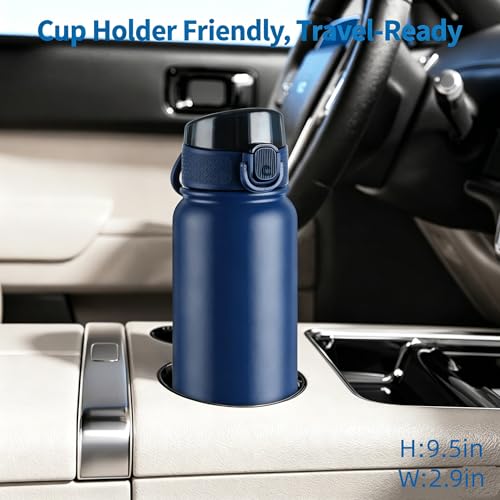 GOPPUS Insulated Water Bottle 20oz Stainless Steel BPA-Free Sports Bottle Ideal for School and Travel Silicone Spout Lid Prevents Leaks, Sweat, and Dust (Dark blue) - color: Dark Blue