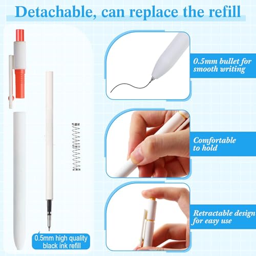 Epakh Gel Pens, 10 Pcs 0.5mm Quick Dry Black Ink Fine Point Smooth Writing Pens High End Series Retractable Aesthetic Ballpoint for Office School Supplies Women Men Gifts(White,Classic) - color: White, style: Classic