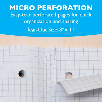 BAZIC PRODUCTS Quad-Ruled Wireless Notebook, Reversible 4/5 Grid, 80 Ct | 80 sheets; reversible 4-sq and 5-sq per inch grid; 8.5 x 11 in; Glue-bound flat spine; 80 C