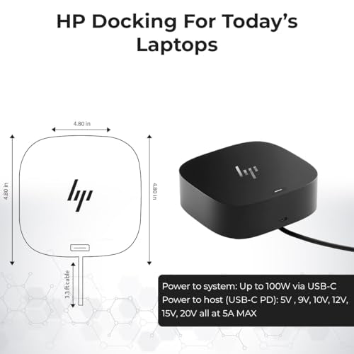 HP USB-C Dock g5 and Charging Bundle - HP Docking Station Dual Monitor 5TW10AA / 5TW10UT / 5TW10AA#ABB with 120W Adapter, HDMI, DisplayPort, USB-C Cables + Microfiber Cloth (Renewed)