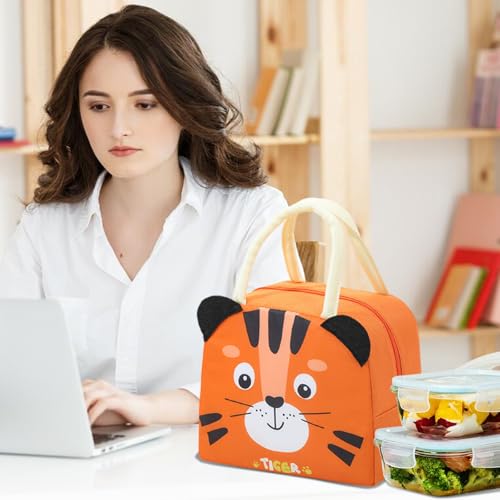 Lunch Bags Tote Cooler Bag Insulated Reusable Lunch Tote Bags Cartoon Portable Lunch Box Bag for Work Office Picnic Beach (Tiger) - color: Tiger