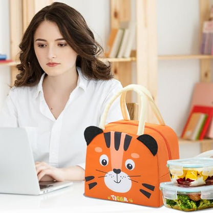 Lunch Bags Tote Cooler Bag Insulated Reusable Lunch Tote Bags Cartoon Portable Lunch Box Bag for Work Office Picnic Beach (Tiger) - color: Tiger