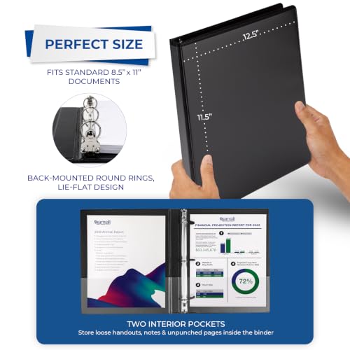 Samsill 0.5 Inch 3 Ring Binder, Economy Round Ring, Clear View Cover, 100 Sheet Capacity - for School, Home, Office - Black, 6 Pack - size: 6-Pack, style: 0.5 Inch