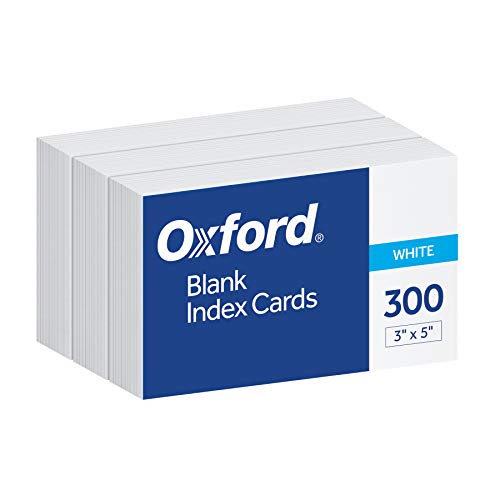 Oxford 3 X 5 Inches Blank Ruled Index Card, 300 Count, White (10013) (Material - Paper)