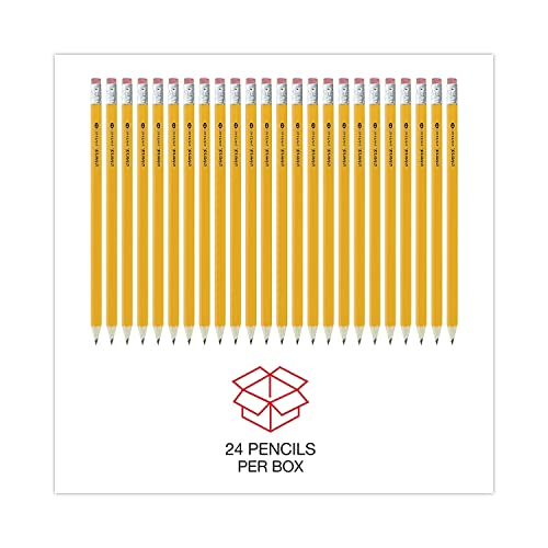 Universal #2 Pre-Sharpened Woodcase Pencil, Hb (#2), Black Lead, Yellow Barrel, 24/Pack