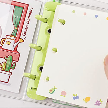 Mini Transparent Binder Notebooks with Keychain, Soft Plastic PVC 3 Round Rings Binder Planner Cover Notebook Protector with Inner Papers