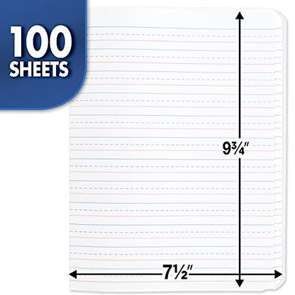 Mead Primary Composition Book, Primary Ruled Journal, Grades K-2, 7-1/2" x 9-3/4", 100 Sheets, Blue Marble (09902) - size: 1 Pack, style: Grades K-2