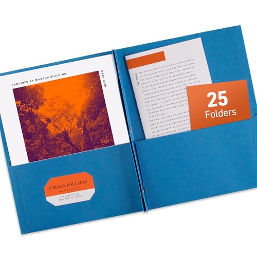 Avery Two Pocket Folders with 3 Prong Fasteners, Holds 70 Sheets, 25 Blue Folders (47976) - color: Light Blue
