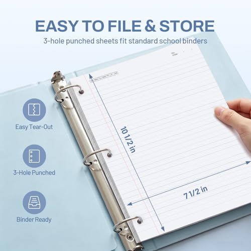 SUNEE Spiral Notebook, 3 Subject, College Ruled Paper, 8" x 10-1/2", 150 Sheets/300 Pages, 3 Pocket Colored Dividers, Water Resistant Cover, Grey Blue - color: Grey Blue