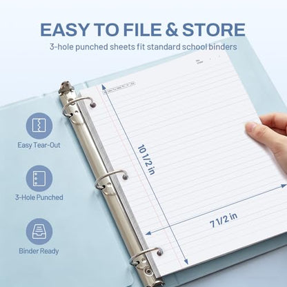 SUNEE Spiral Notebook, 3 Subject, College Ruled Paper, 8" x 10-1/2", 150 Sheets/300 Pages, 3 Pocket Colored Dividers, Water Resistant Cover, Grey Blue - color: Grey Blue