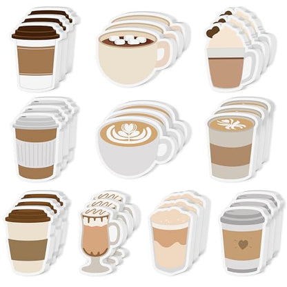 Xqumoi 30 Pack Coffee Cup Sticky Notes - Funny Self Sticky Notepads Writing Memo Pads for Coffee Lover Office School Supplies Student Kids Gift Class Reward Birthday Party Favors Goodies Bag Fillers - style: Coffee Cup (Style 2)