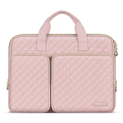 MOSISO 360 Protective Laptop Case 16 inch,15-15.6 inch Laptop Sleeve Compatible with MacBook Pro 16 M5 M4 M3 M2 M1 HP Acer Dell Lenovo,Square Quilted Bag Cover with 2 Pockets&Handle&Belt, Chalk Pink - color: Chalk Pink, size: 16 inch