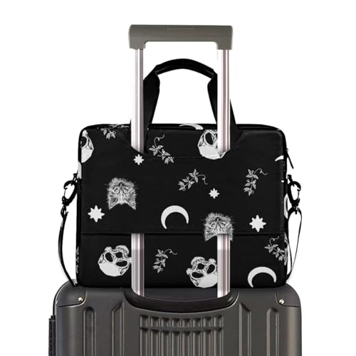 Skull Cat Moon Laptop Case 15.6 inch Computer Bag | Waterproof Laptop Briefcase Laptop Bag for Women & Men - color: Skull Cat Moon