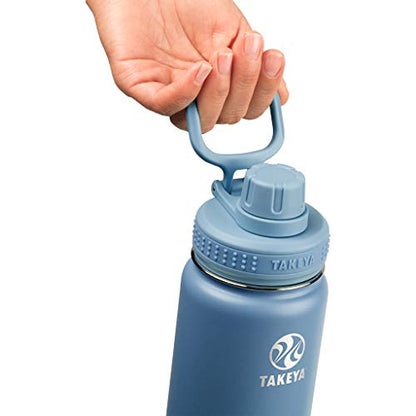 Takeya Actives Stainless Steel Water Bottle, Insulated Spout Lid, Keeps Drinks Cold 24 Hrs, Leakproof, Durable, Dishwasher Safe, Ideal for Gym, Travel, Fits Most Cup Holders, 18 oz/Bluestone - color: Bluestone, size: 18 Ounces