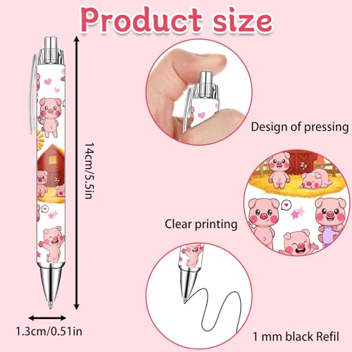 Idealmuzik Pink Pig Pens Set – Cute Piggy Gel Pens for Animal Lovers – Fun Writing Stationery Gift for Office, or Journaling – New Year Gifts, 6 Pack - style: Pig