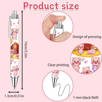 Idealmuzik Pink Pig Pens Set – Cute Piggy Gel Pens for Animal Lovers – Fun Writing Stationery Gift for Office, or Journaling – New Year Gifts, 6 Pack - style: Pig