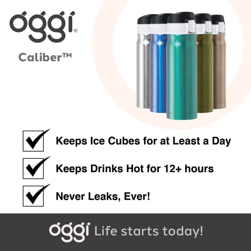 Oggi Caliber Stainless Steel Travel Water Bottle- Insulated Coffee Mug, Metal Water Bottle, Sports Bottle, Water Flask, Travel Bottles, 17oz, Stainless - color: Stainless