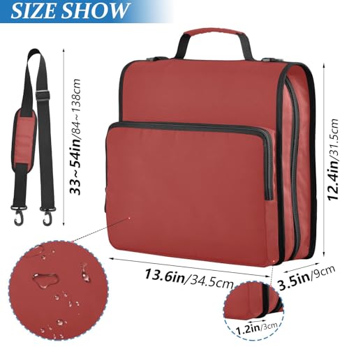 1.5 Inch 3 Rings Office Binder Organizer with Handle Includes Zip Pocket Documents Files Storage Bag Suitable for Middle School Brown Red - color: Brown Red