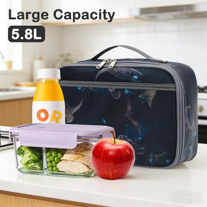 FlowFly Kids Lunch box Insulated Soft Bag Mini Cooler Back to School Thermal Meal Tote Kit for Girls, Boys, MyDinosaur - color: MyDinosaur