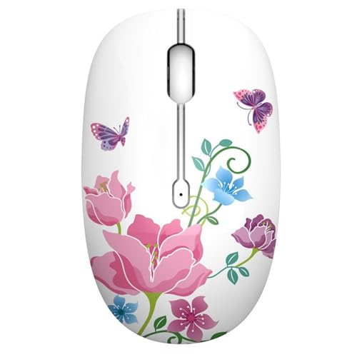 TENMOS M101 Wireless Mouse Cute Silent Computer Mice with USB Receiver, 2.4G Optical Wireless Travel Mouse 1600 DPI for Laptop, Notebook, PC, Computer (Butterfly) - color: butterfly