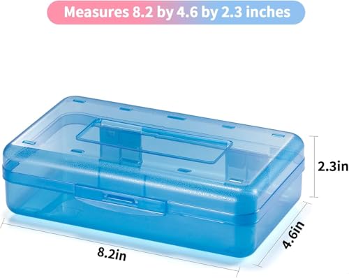 Sooez 1 Pack Pencil Case, Clear Pencil Box with Stickers, Large Plastic Crayon Box with Snap-tight Lid, Stackable Storage Box Art Craft Marker Organizer Box for Kids Boys Back to School, Pink | Clear Pink, Large Capacity, Stickers, Snap-tight Lid, Stackab