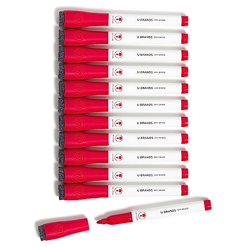 U Brands Dry-Erase Markers, Medium Point, Red, 12 Count - color: Red
