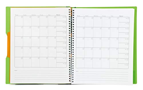 Mintra Office Durable PREMIUM Spiral Notebook, ((Green, 1 Subject, 8.5in x 11in)), Fabric Covered Coils, No Snags, Removable Adjustable Pocket Dividers, Ruler, Organization, Customizable - color: Green, size: 1 Subject (8.5in x 11in)